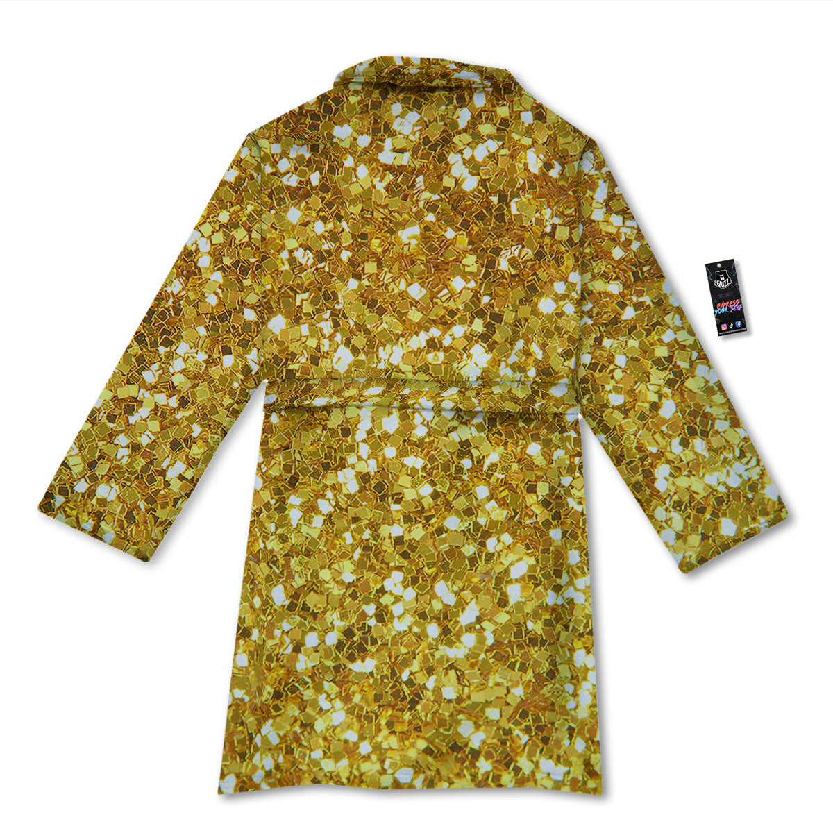 Artwork Glitter Gold Print Bathrobe-grizzshop