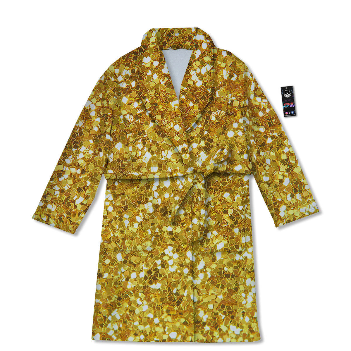 Artwork Glitter Gold Print Bathrobe-grizzshop