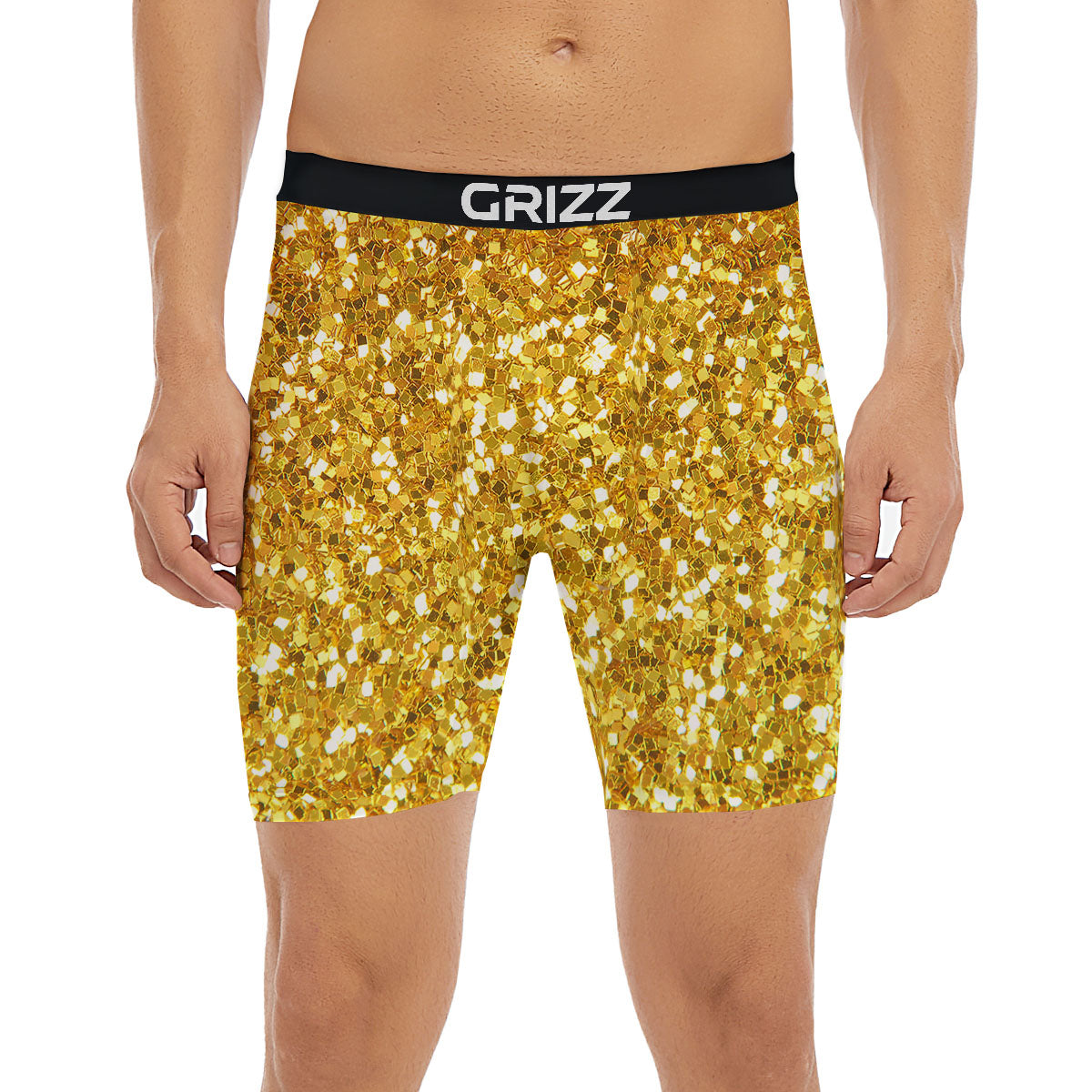 Artwork Glitter Gold Print Boxer Briefs-grizzshop