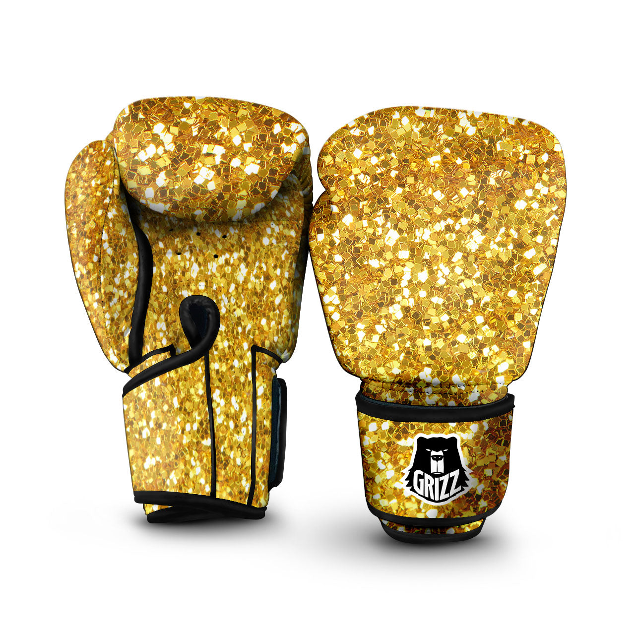 Artwork Glitter Gold Print Boxing Gloves-grizzshop