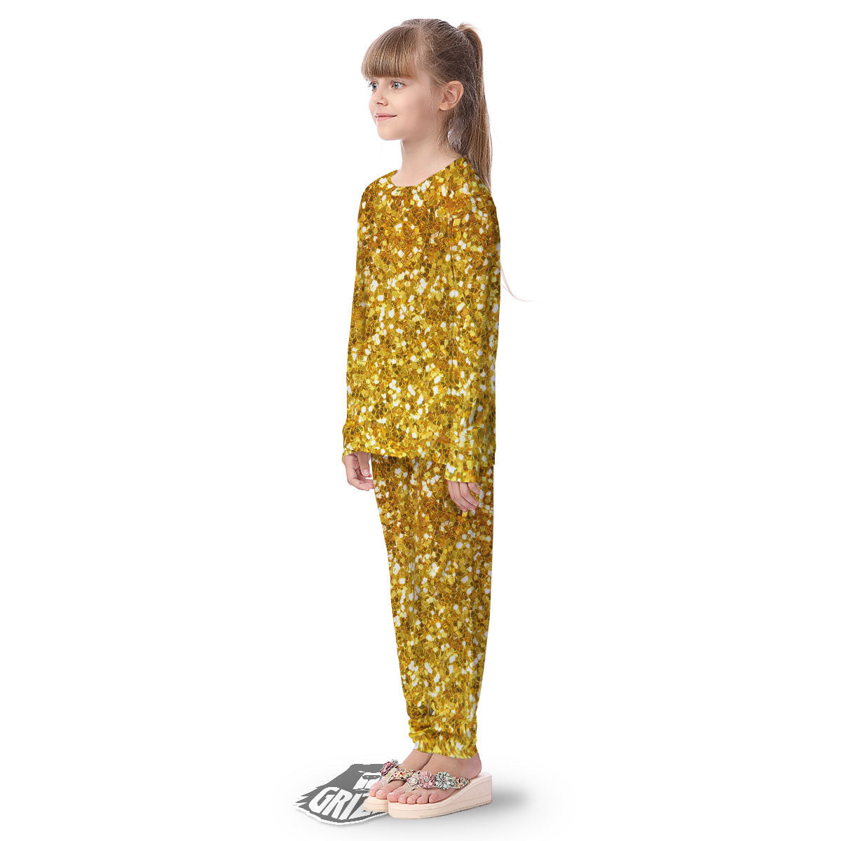Artwork Glitter Gold Print Kid's Pajamas-grizzshop