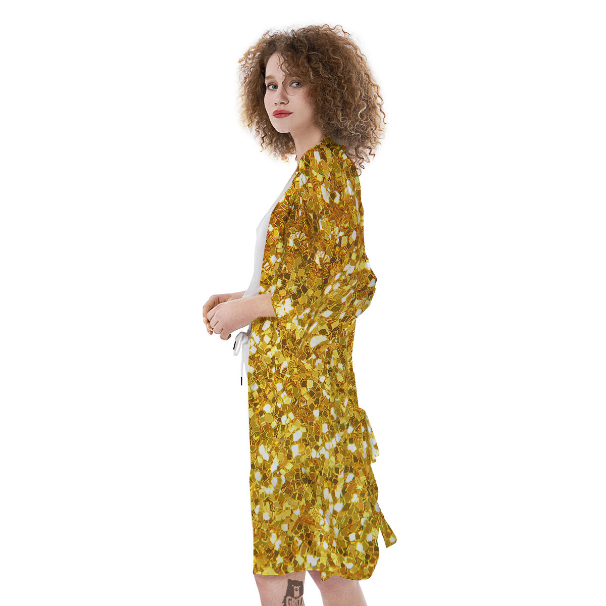 Artwork Glitter Gold Print Kimono-grizzshop
