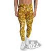 Artwork Glitter Gold Print Men's Leggings-grizzshop