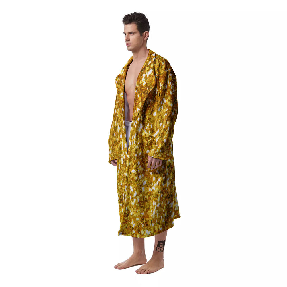 Artwork Glitter Gold Print Men's Robe-grizzshop
