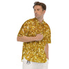 Artwork Glitter Gold Print Men's Short Sleeve Shirts-grizzshop