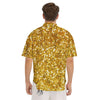 Artwork Glitter Gold Print Men's Short Sleeve Shirts-grizzshop