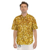 Artwork Glitter Gold Print Men's Short Sleeve Shirts-grizzshop