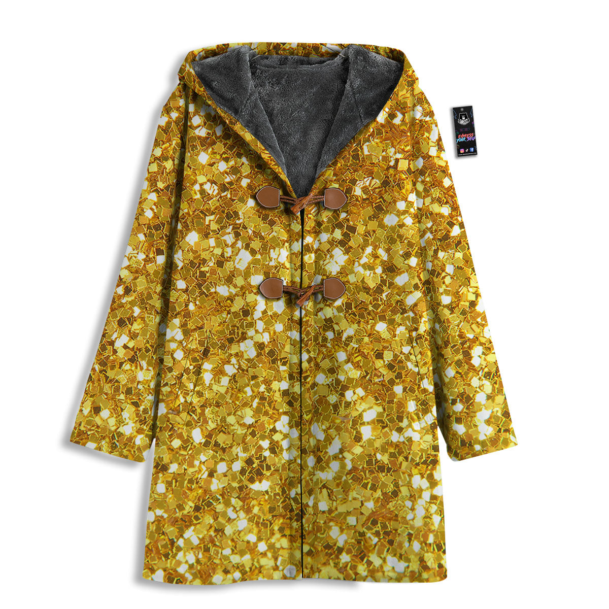 Artwork Glitter Gold Print Men's Windbreaker Jacket-grizzshop