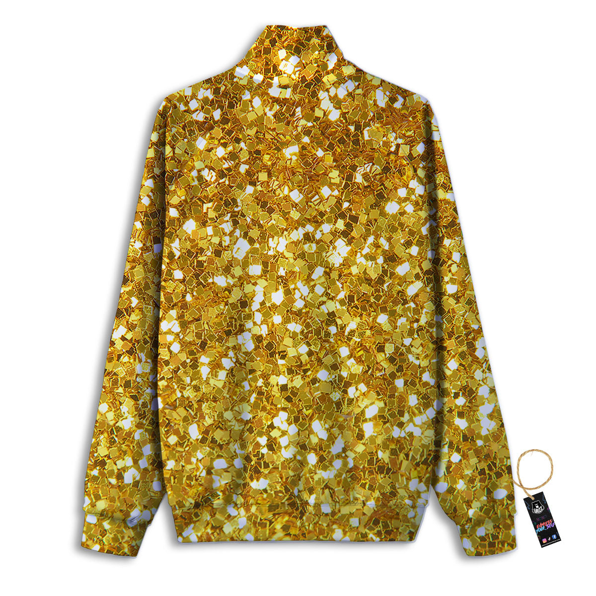 Artwork Glitter Gold Print Track Jacket-grizzshop
