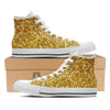 Artwork Glitter Gold Print White High Top Shoes-grizzshop