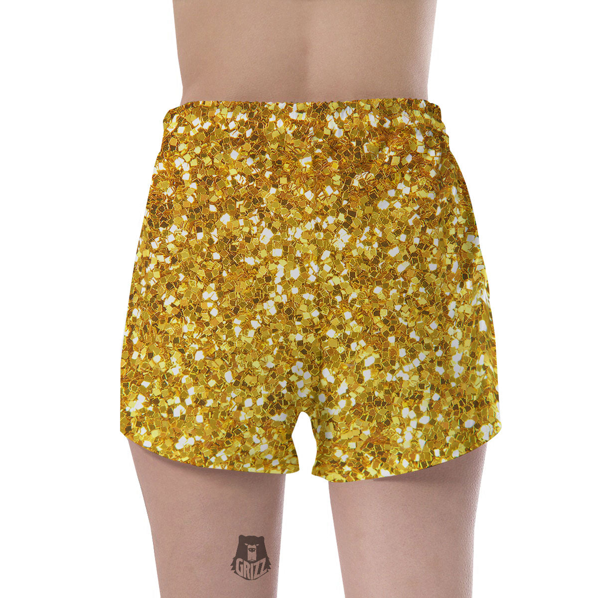 Artwork Glitter Gold Print Women's Shorts-grizzshop
