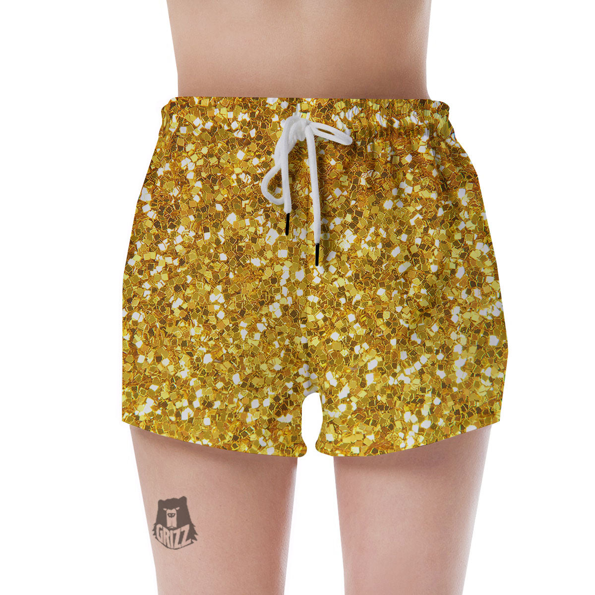Artwork Glitter Gold Print Women's Shorts-grizzshop