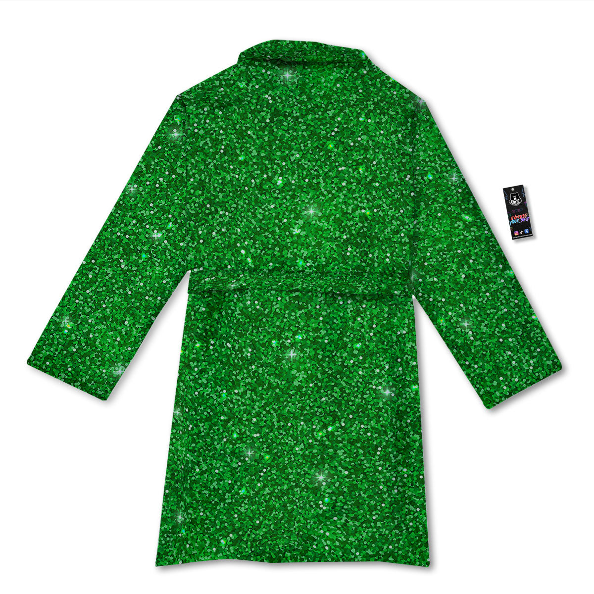 Artwork Glitter Green Print Bathrobe-grizzshop