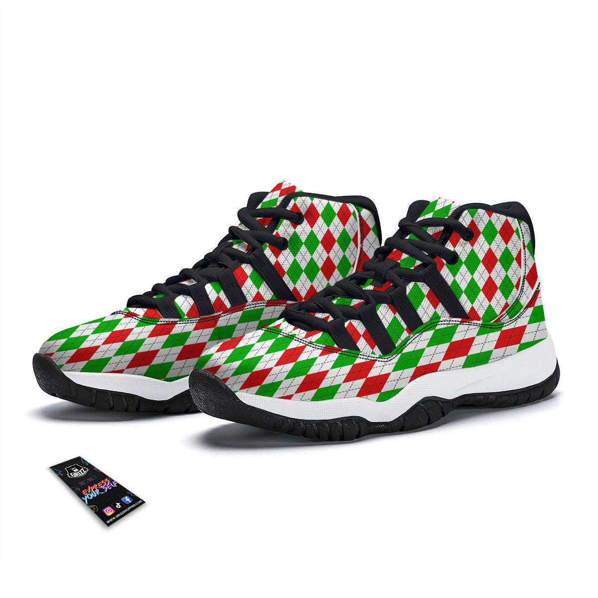 Artwork Glitter Green Print Black Bball Shoes-grizzshop