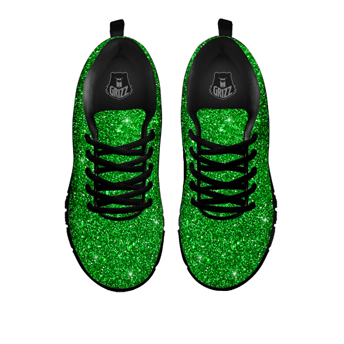 Artwork Glitter Green Print Black Sneaker-grizzshop