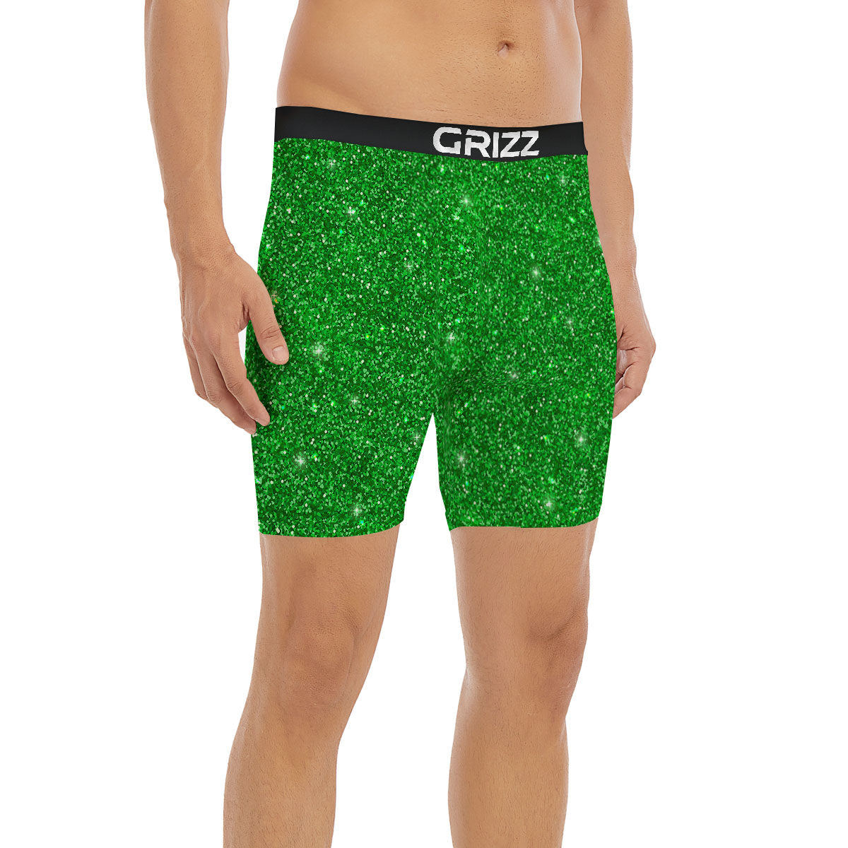Artwork Glitter Green Print Boxer Briefs-grizzshop