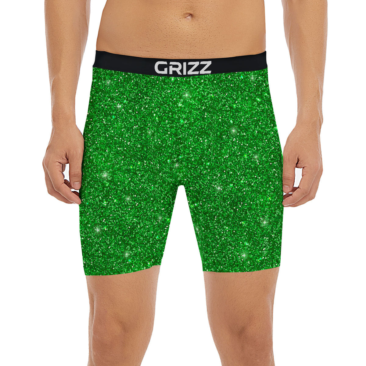 Artwork Glitter Green Print Boxer Briefs-grizzshop