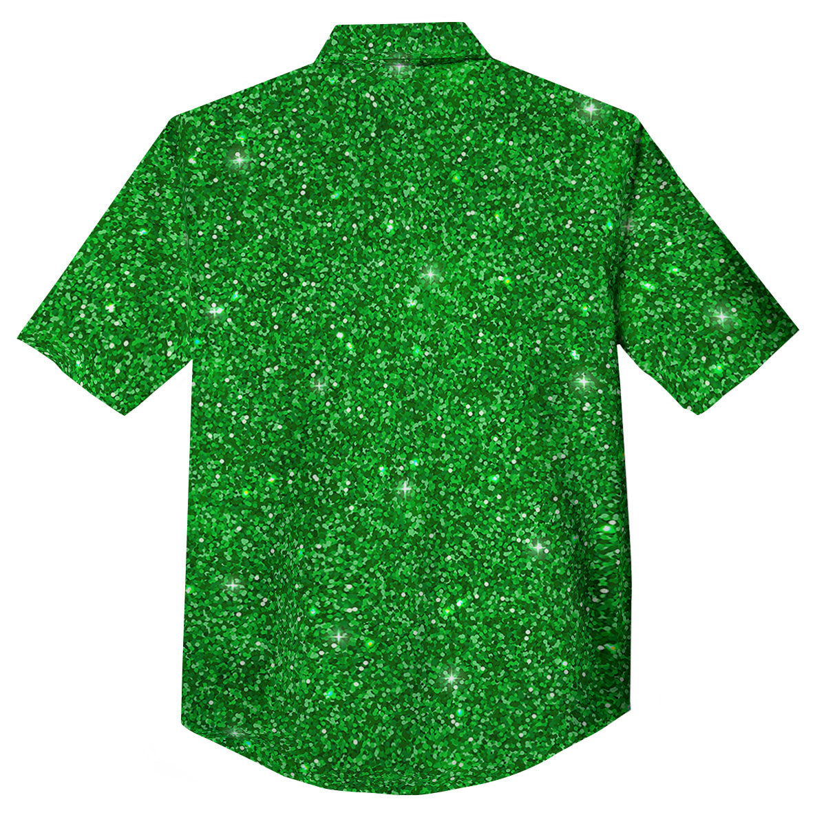 Artwork Glitter Green Print Button Up Shirt-grizzshop