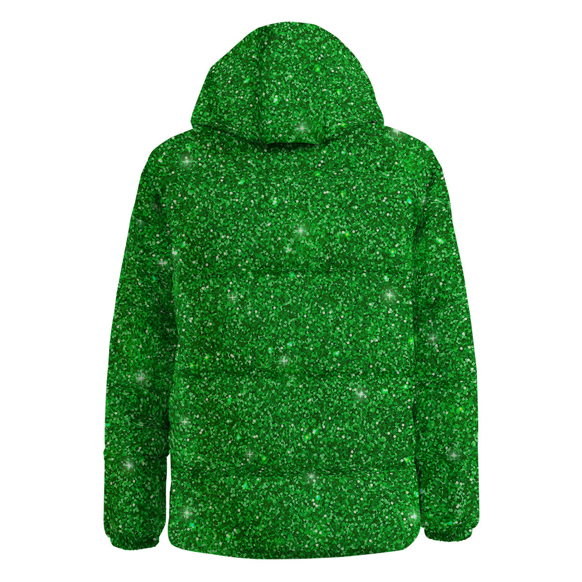 Artwork Glitter Green Print Down Jacket-grizzshop