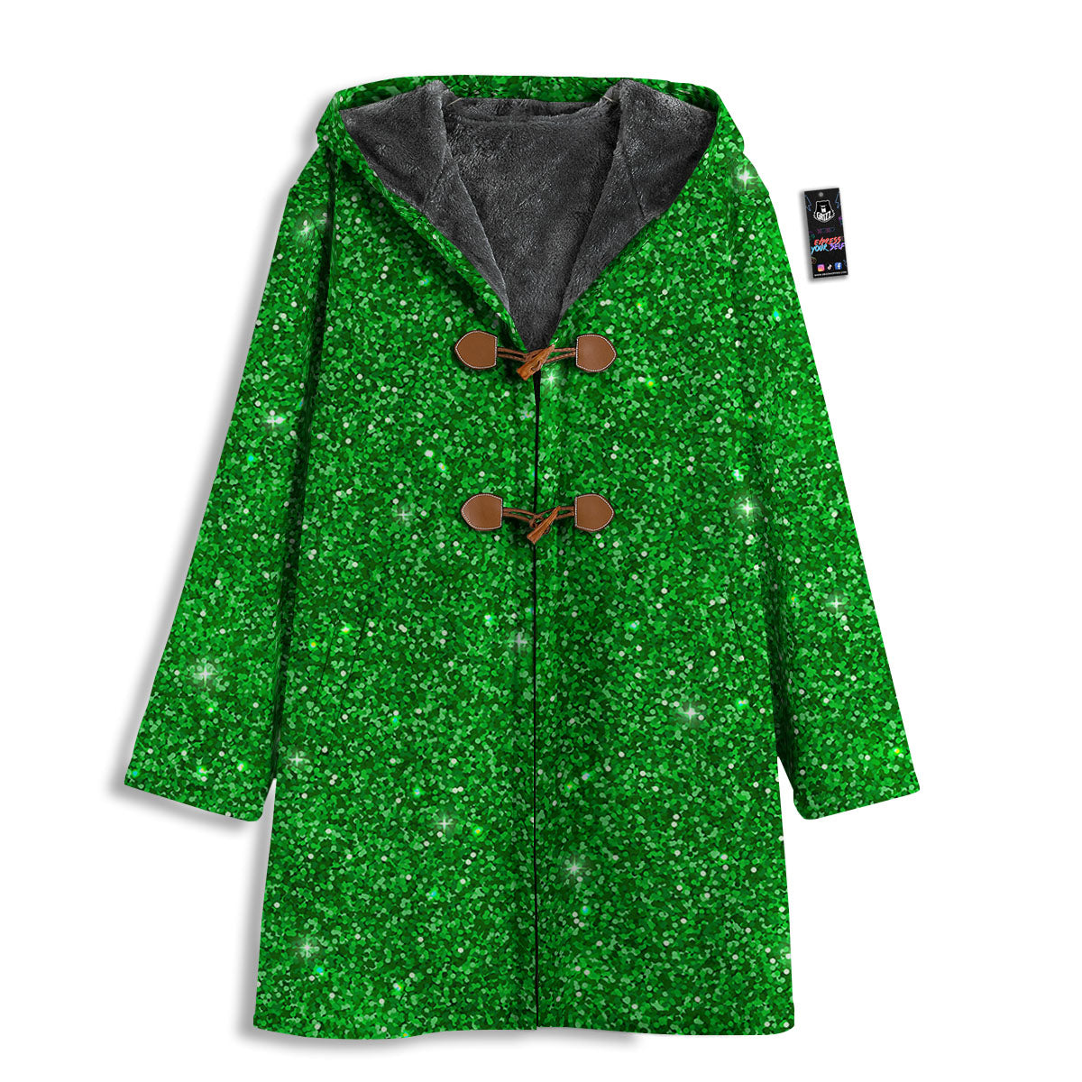 Artwork Glitter Green Print Men's Windbreaker Jacket-grizzshop