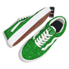 Artwork Glitter Green Print Skate Shoes-grizzshop