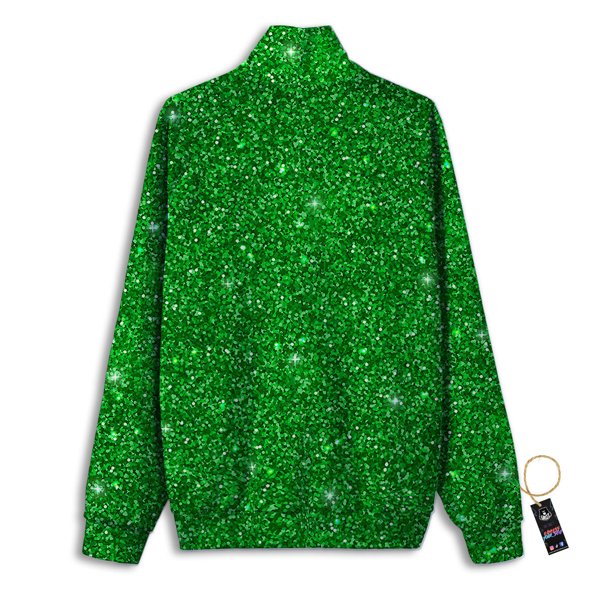 Artwork Glitter Green Print Track Jacket-grizzshop