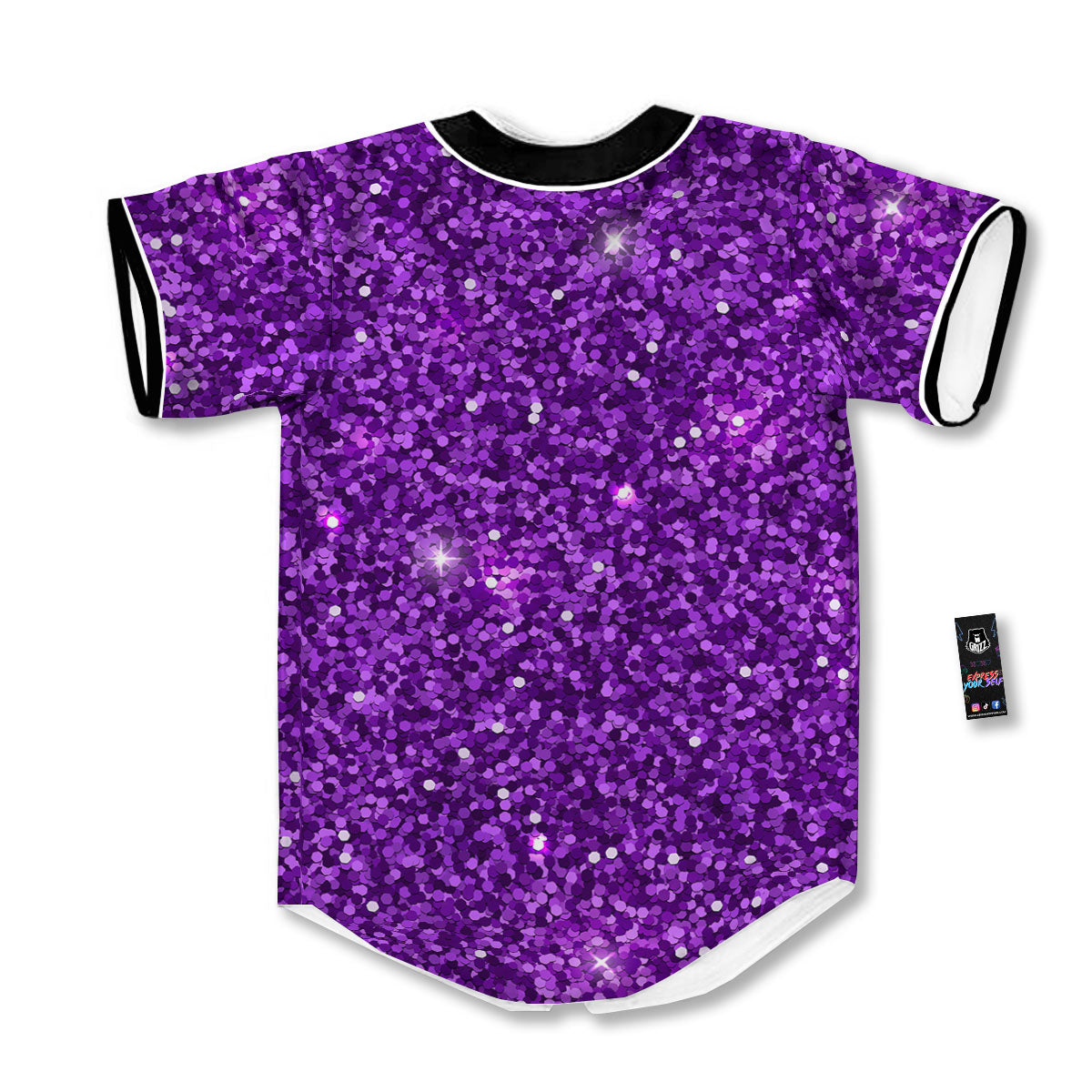 Artwork Glitter Purple Print Baseball Jersey-grizzshop