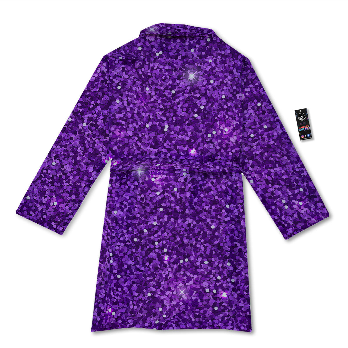 Artwork Glitter Purple Print Bathrobe-grizzshop