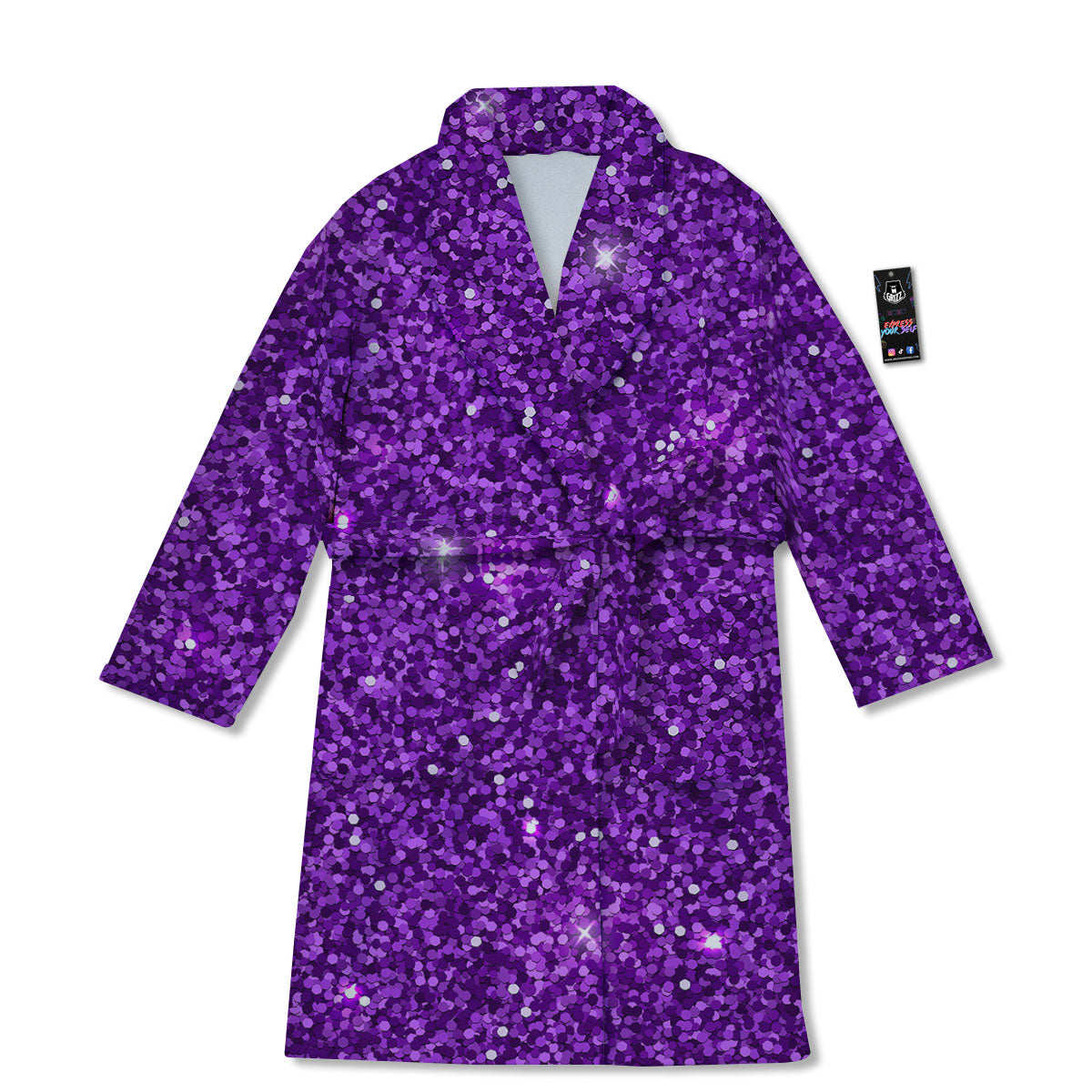 Artwork Glitter Purple Print Bathrobe-grizzshop