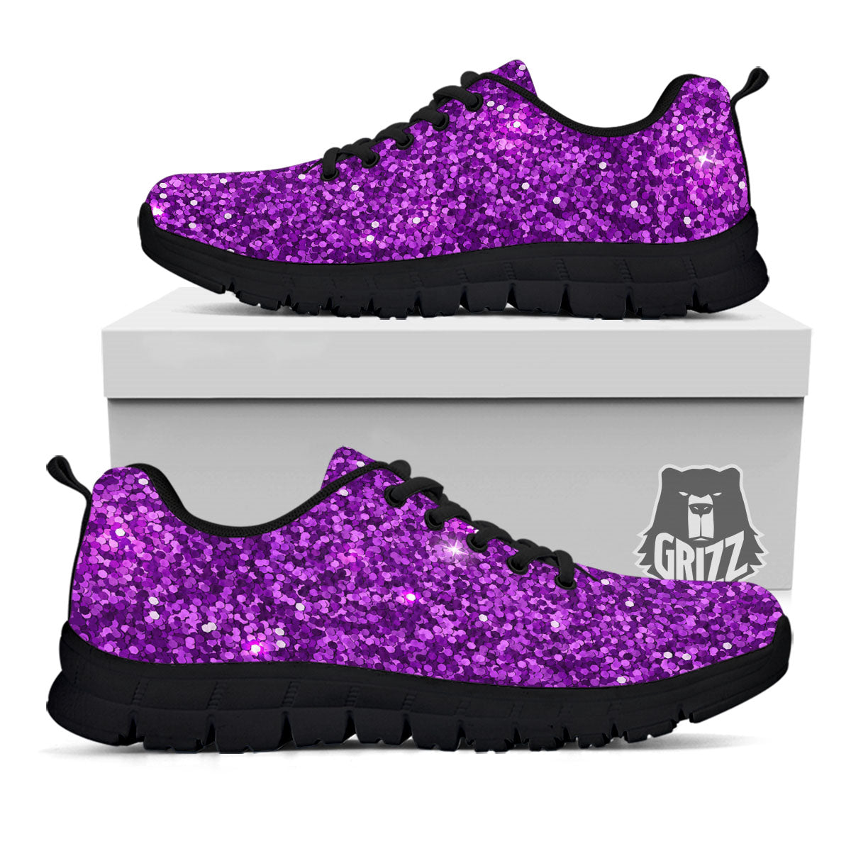 Artwork Glitter Purple Print Black Sneaker-grizzshop