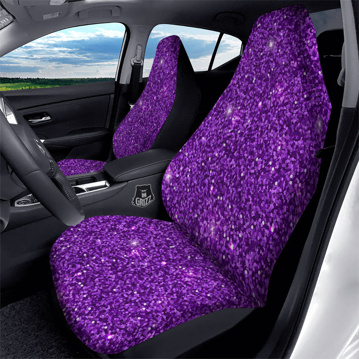 Artwork Glitter Purple Print Car Seat Covers-grizzshop