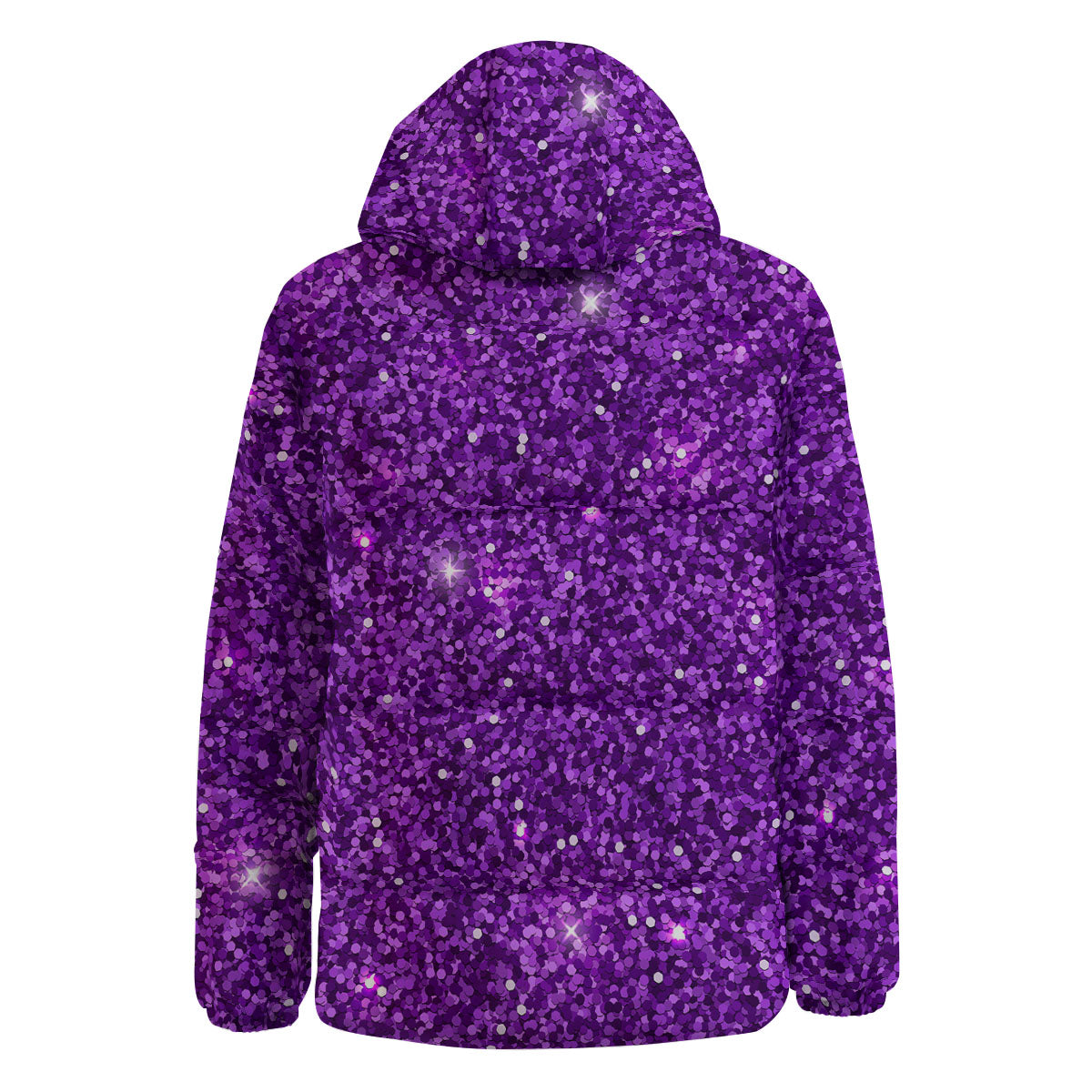 Artwork Glitter Purple Print Down Jacket-grizzshop