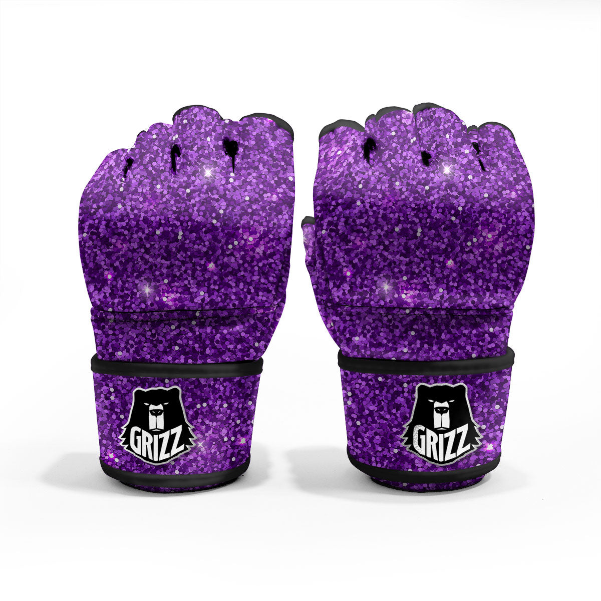 Artwork Glitter Purple Print MMA Gloves-grizzshop