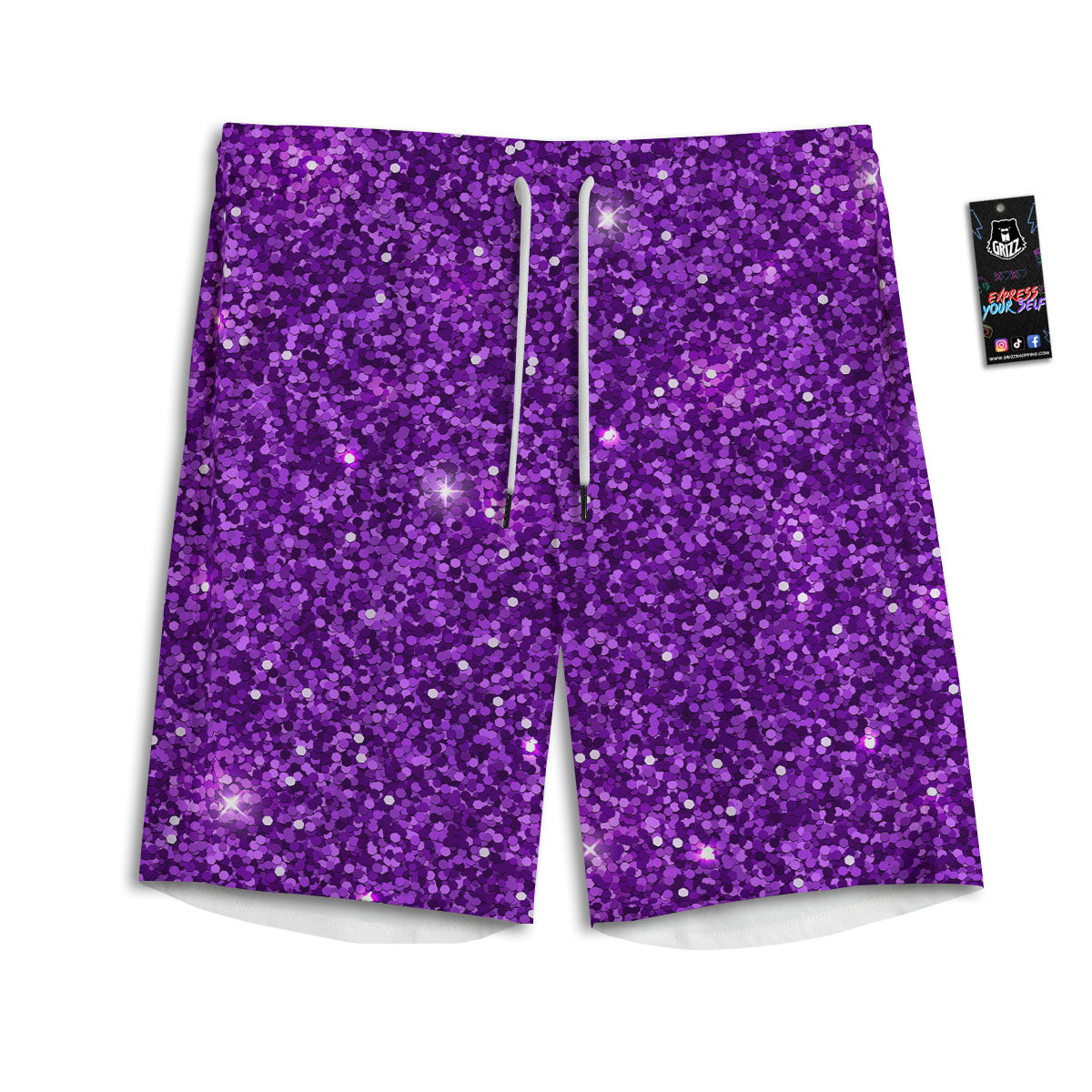 Artwork Glitter Purple Print Men's Athletic Shorts