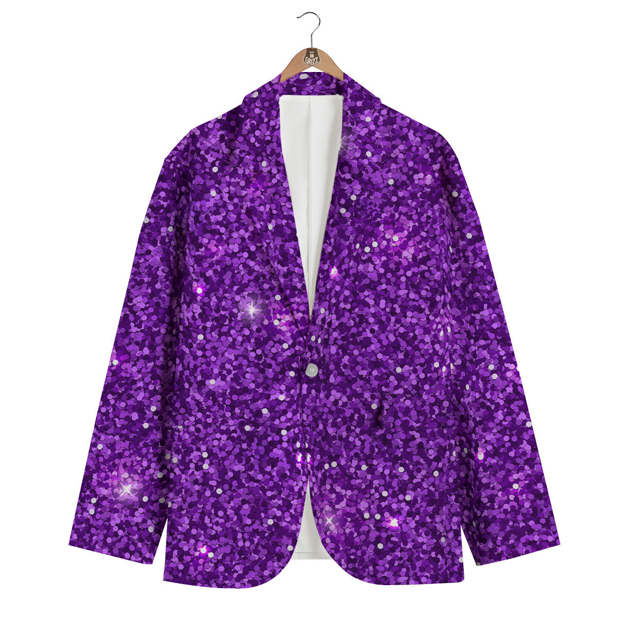 Artwork Glitter Purple Print Men's Blazer-grizzshop