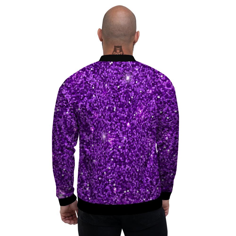 Artwork Glitter Purple Print Men's Bomber Jacket-grizzshop