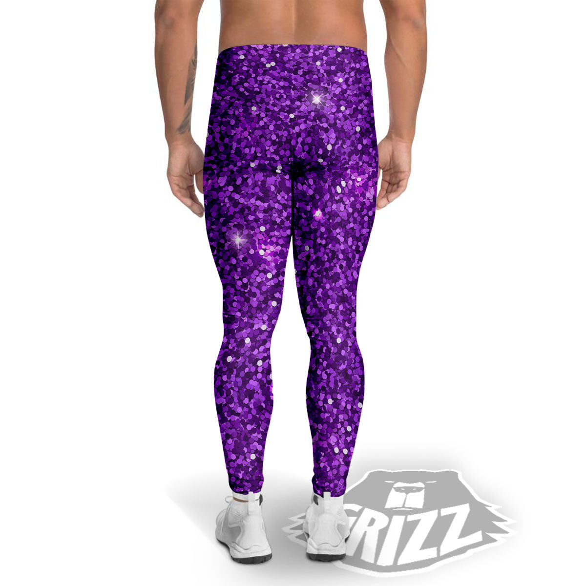 Artwork Glitter Purple Print Men's Leggings-grizzshop