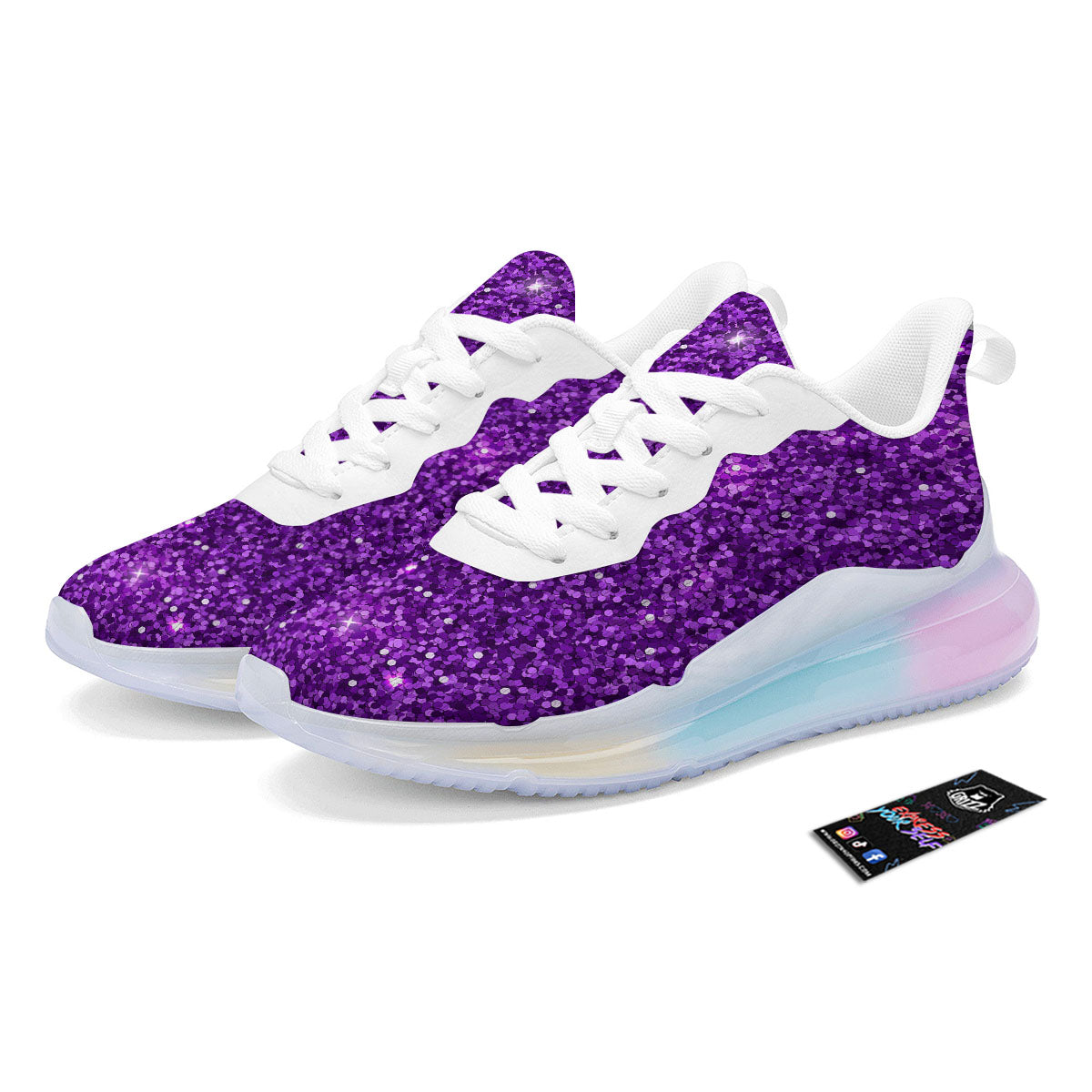 Artwork Glitter Purple Print Running Sneakers-grizzshop