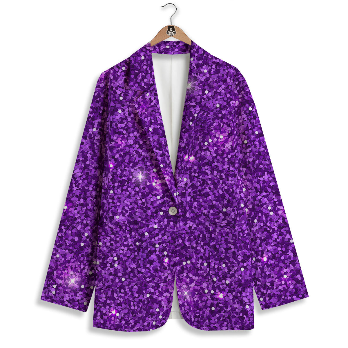 Artwork Glitter Purple Print Women's Blazer-grizzshop