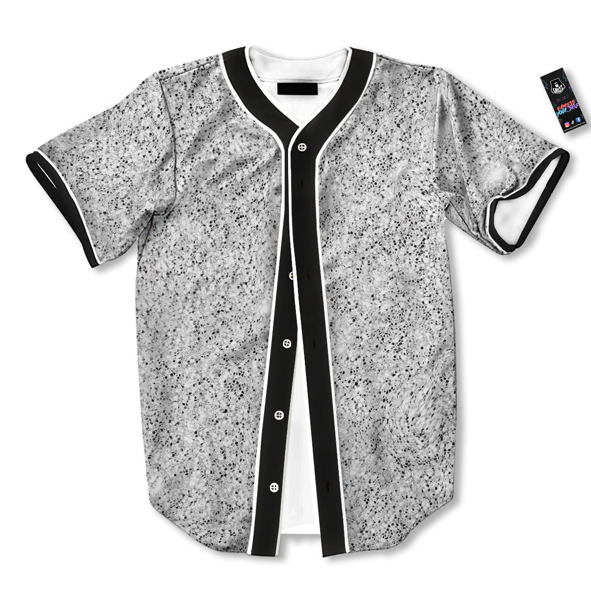 Artwork Glitter Silver Print Baseball Jersey-grizzshop