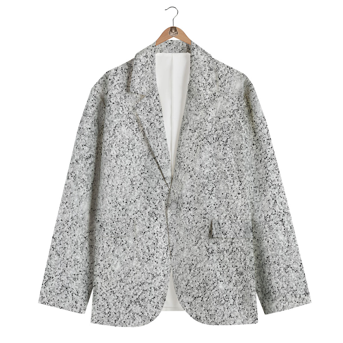 Artwork Glitter Silver Print Men's Blazer-grizzshop