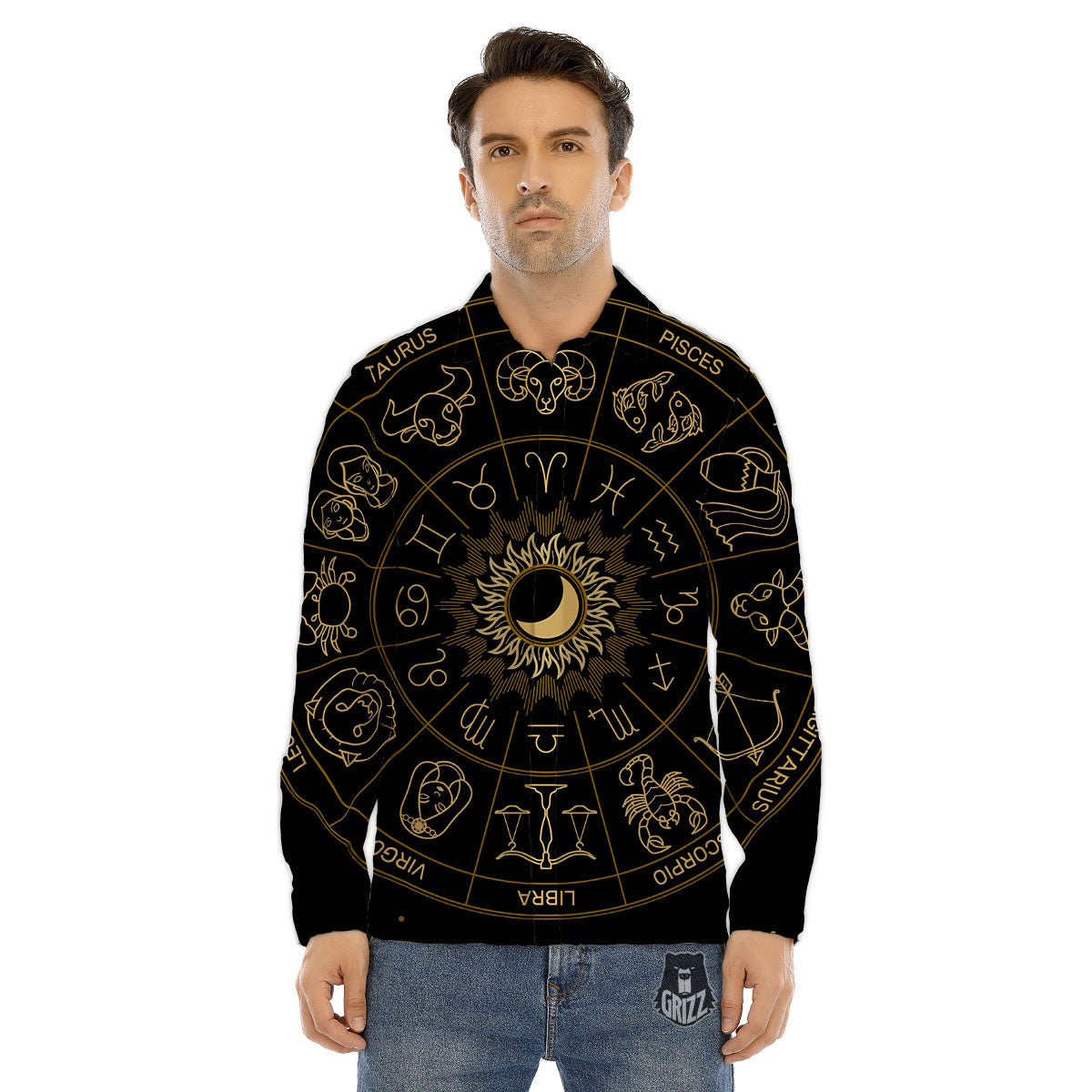 Artwork Glitter Silver Print Men's Dress Shirts-grizzshop
