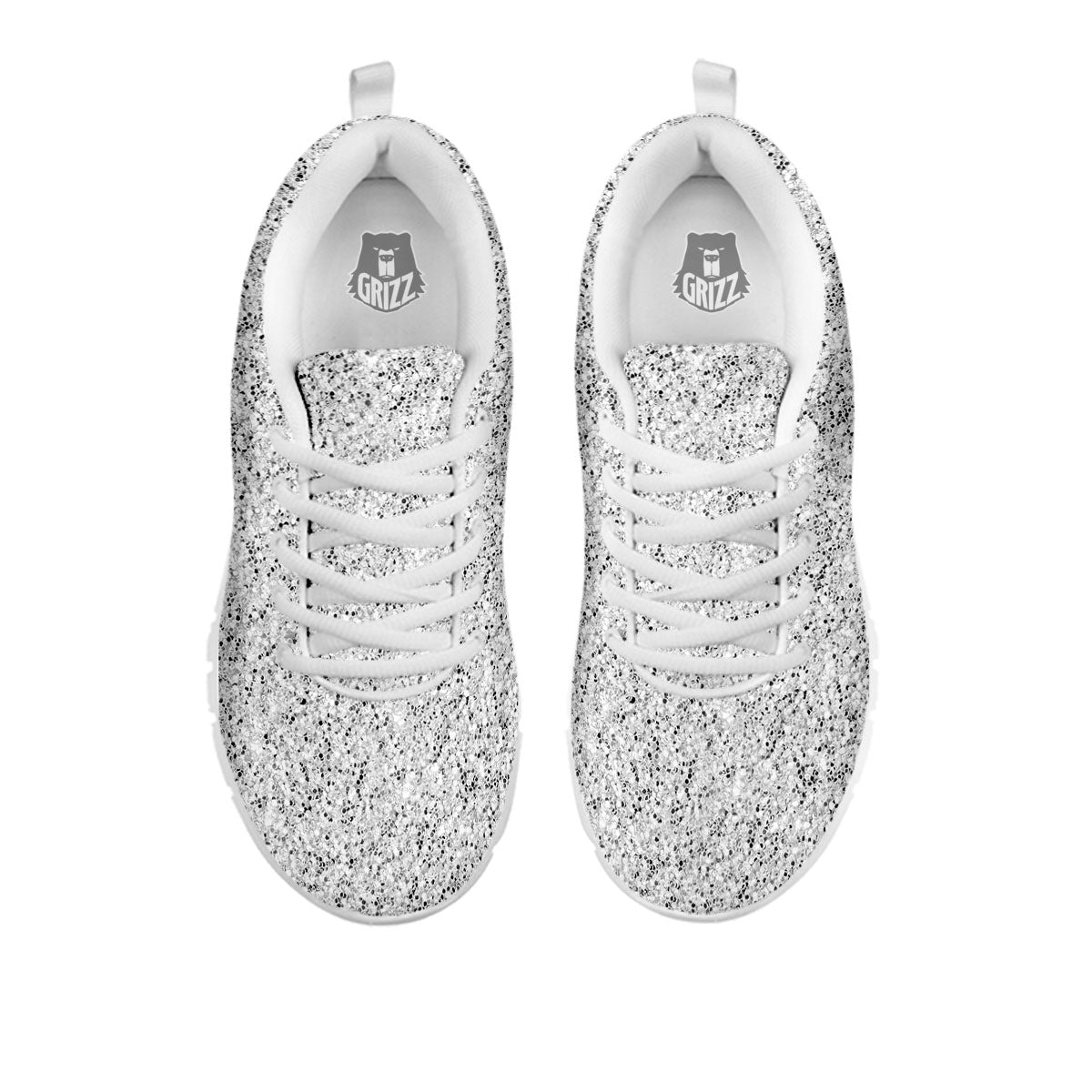 Artwork Glitter Silver Print White Sneaker-grizzshop