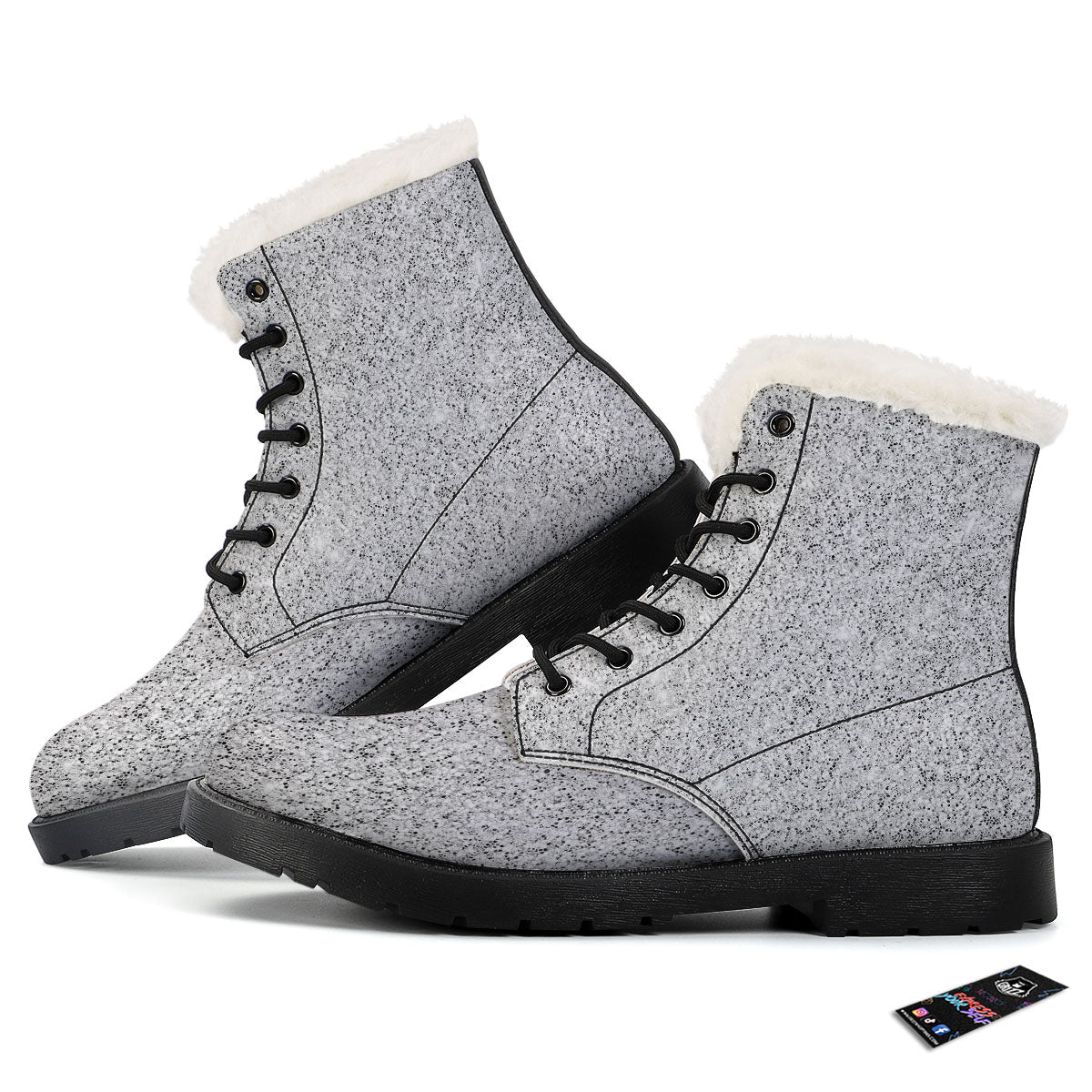 Artwork Glitter Silver Print Winter Boots-grizzshop