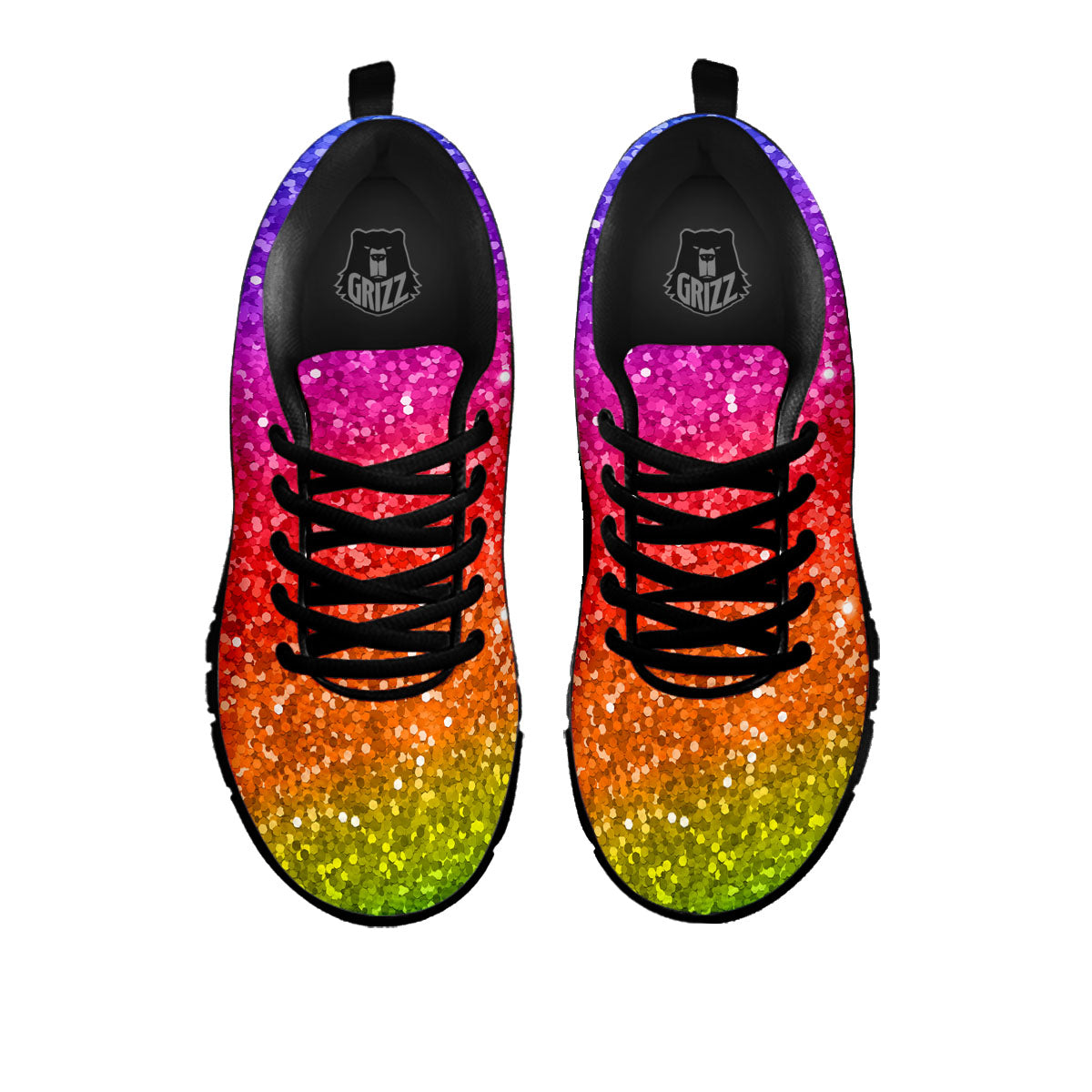 Artwork Rainbow Glitter Print Black Sneaker-grizzshop