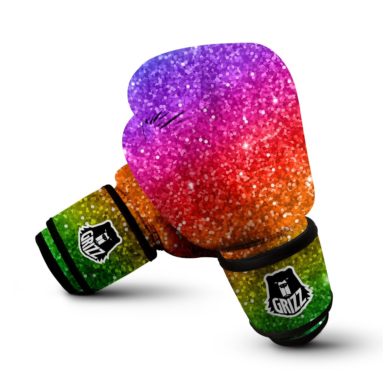 Artwork Rainbow Glitter Print Boxing Gloves-grizzshop