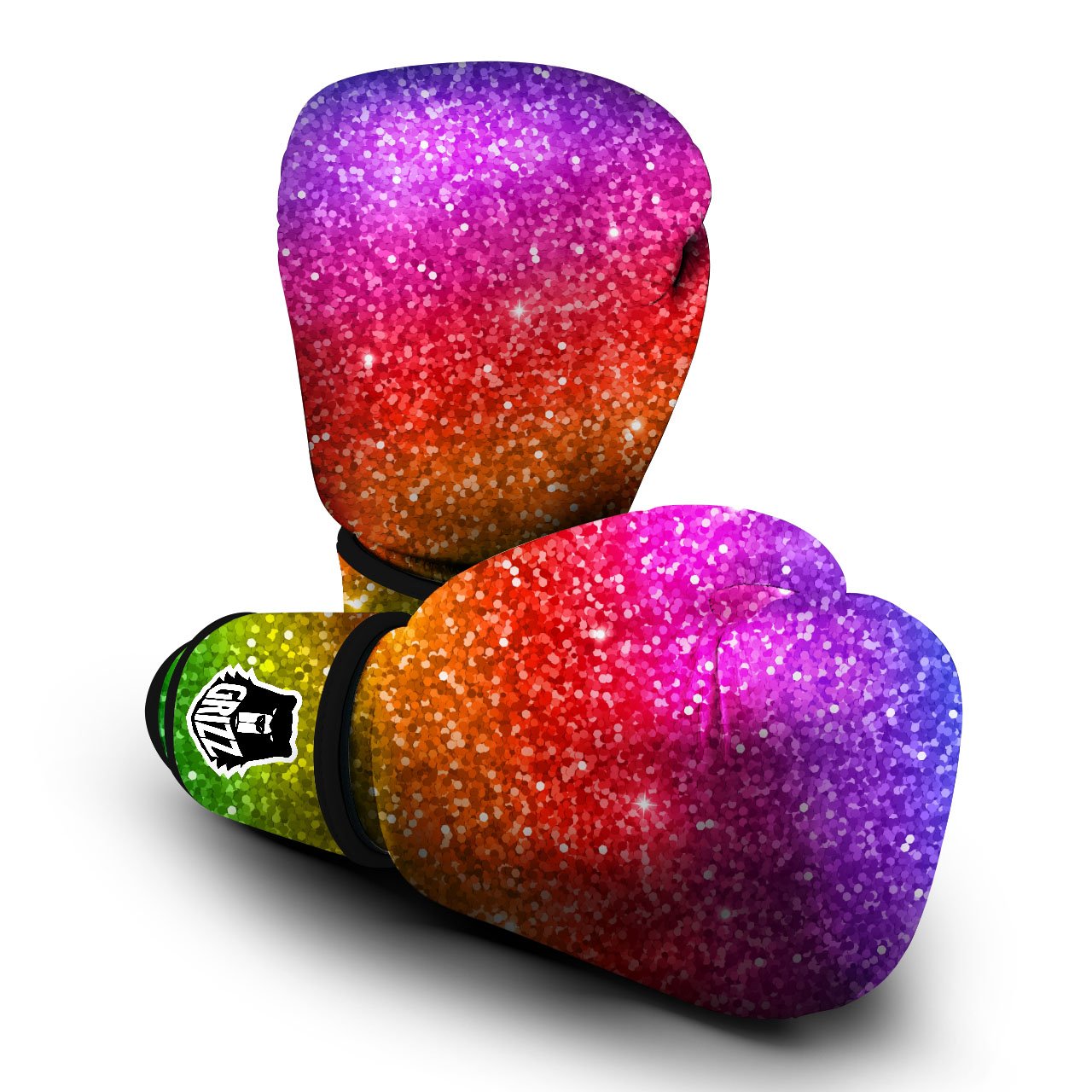 Artwork Rainbow Glitter Print Boxing Gloves-grizzshop