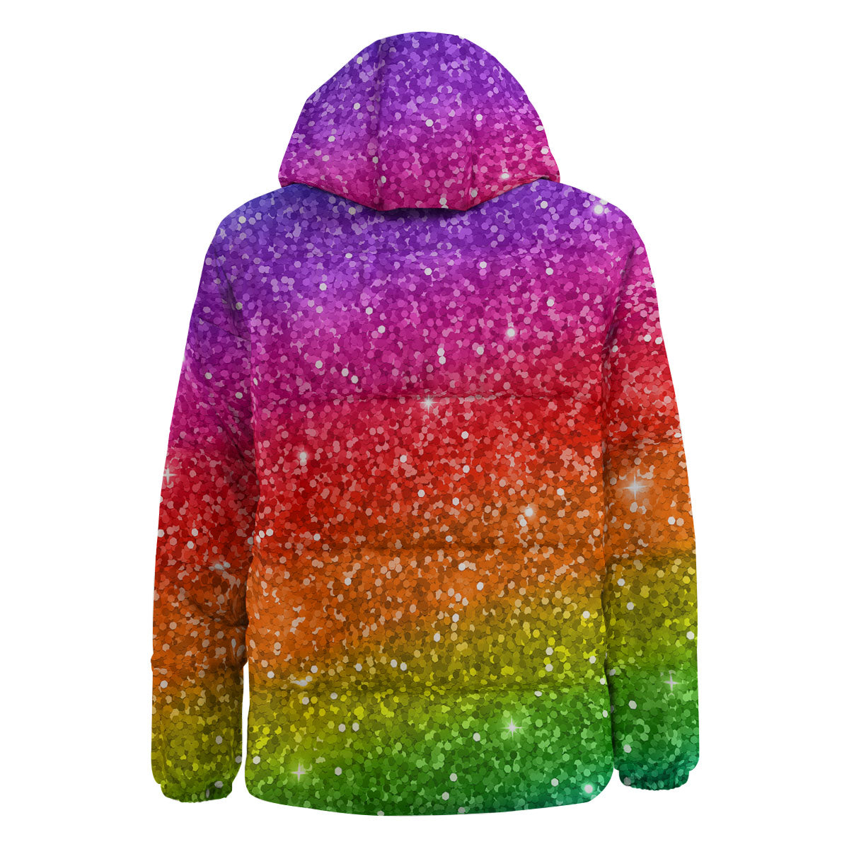 Artwork Rainbow Glitter Print Down Jacket-grizzshop