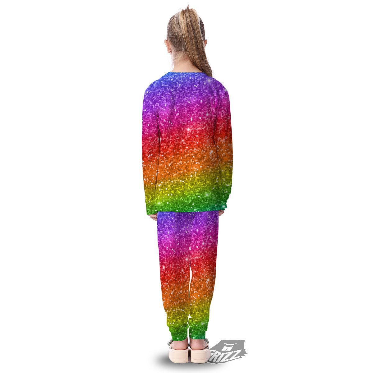 Artwork Rainbow Glitter Print Kid's Pajamas-grizzshop