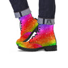 Artwork Rainbow Glitter Print Leather Boots-grizzshop